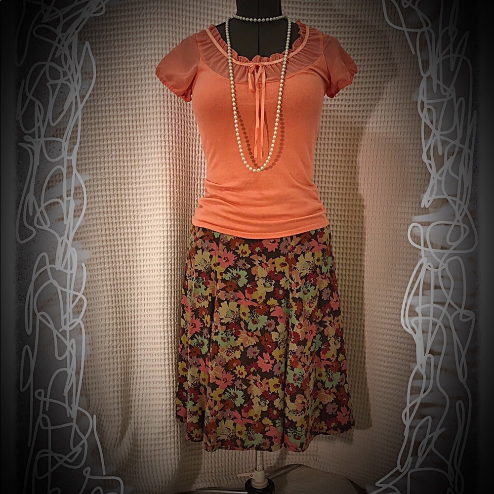 BODEN Swirly Floral polyester summer skirt Size 12